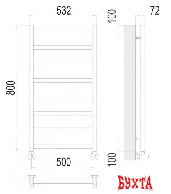 Полотенцесушитель TERMINUS Аврора П8 500x800 (оружейная сталь) 3