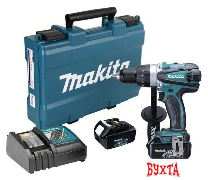 Дрель-шуруповерт Makita DDF458RFE (с 2-мя АКБ, кейс)