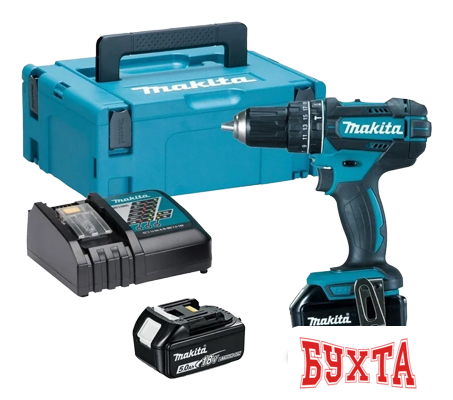Ударная дрель-шуруповерт Makita DHP482RTJ (с 2-мя АКБ, кейс)