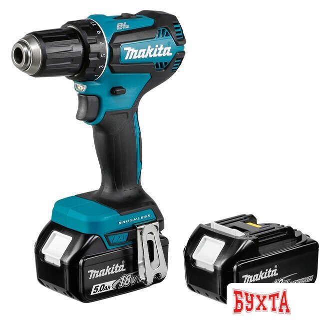 Дрель-шуруповерт Makita DDF485RTJ (с 2-мя АКБ 5.0 Ач, кейс)