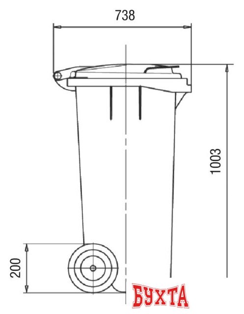 Контейнер для мусора ESE 240 л (красный) 3