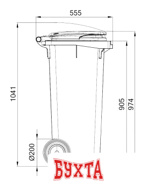 Контейнер для мусора ESE 120 л (зеленый) 3
