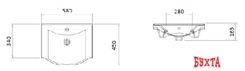 Мебель для ванных комнат Гамма Тумба под умывальник Люкс 13-56/3 У60 Альбатрос-10060 4