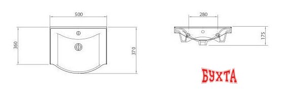 Мебель для ванных комнат Гамма Тумба с умывальником Р24оф8/2 У-60 Практико-44060 4