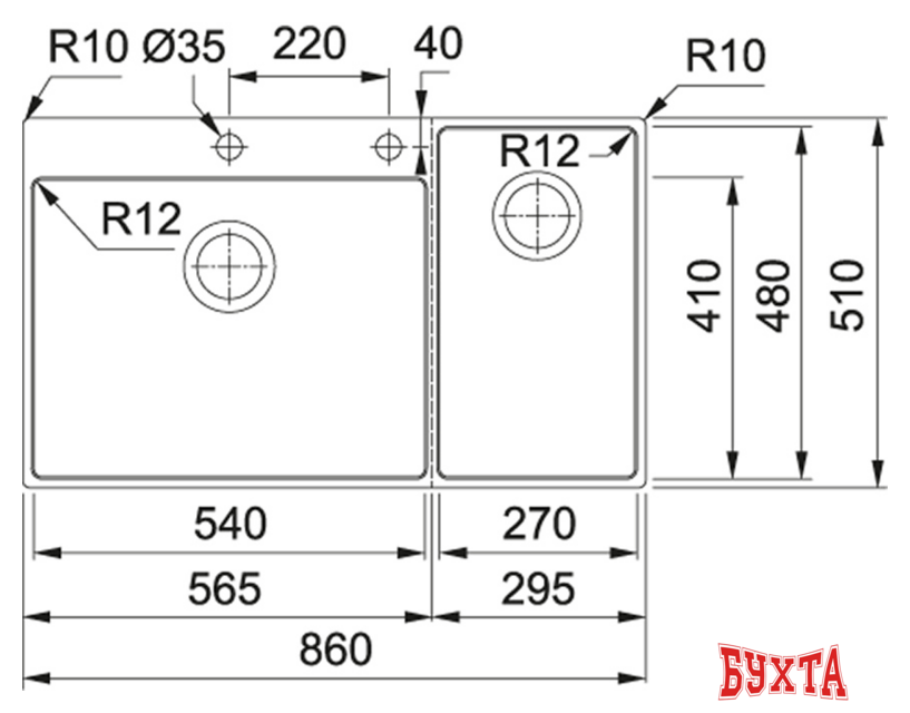 Кухонная мойка Franke Box Center BWX 220-54-27 TL 127.0538.259 4