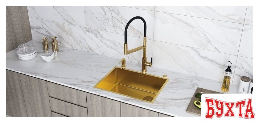 Дозатор для моющего средства Paulmark Rein D002-BG (золото/брашированное золото) 2