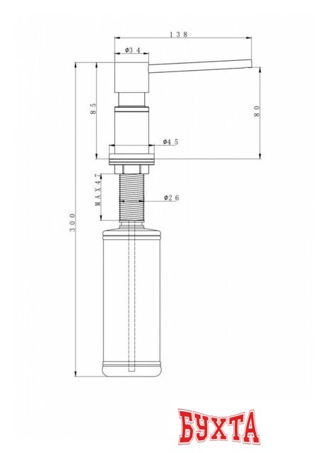 Дозатор для моющего средства Paulmark Kraft D003-NI(BS) (нержавеющая сталь/никель) 2