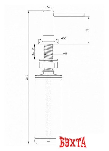 Дозатор для моющего средства Paulmark Decus D004-CR (хром) 2