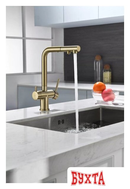 Смеситель Paulmark Serpentine Se213222-LG (светлое золото) 4