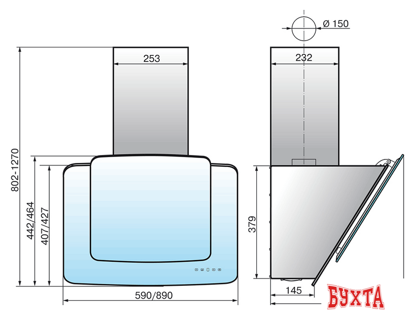 Кухонная вытяжка Elikor КВАРЦ 90П-1000-Е4Д (белый) (934347) 2