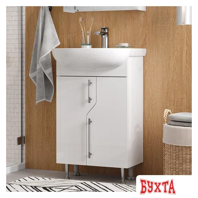 Мебель для ванных комнат Volna Тумба с умывальником Bruno 50.2D Рива 50 (напольная) 3