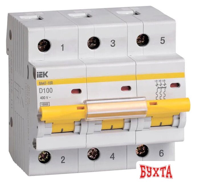 Выключатель автоматический IEK ВА47-100 3Р 100А 10кА D MVA40-3-100-D