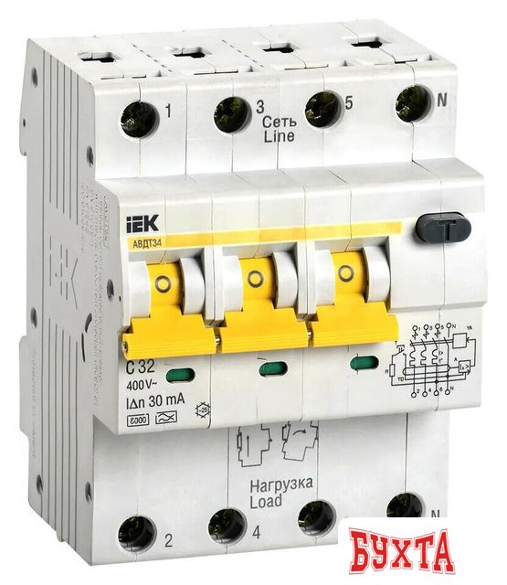 Дифференциальный автомат IEK АВДТ 34 C32 30мА MAD22-6-032-C-30