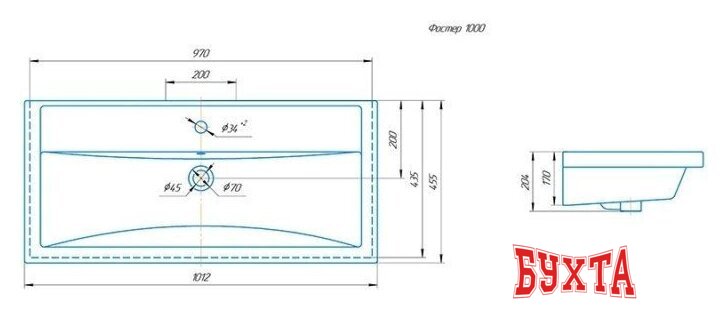 Умывальник Aqwella Фостер 1000 2