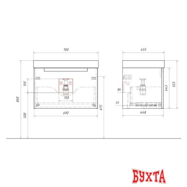 Мебель для ванных комнат Aqwella Тумба под умывальник Vancouver VAN01071 4