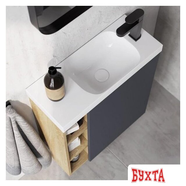 Мебель для ванных комнат Aqwella Тумба с умывальником Alba Compact Slim ALB0106RDD+ALB0706WM+CMPSL.06.04.D 2