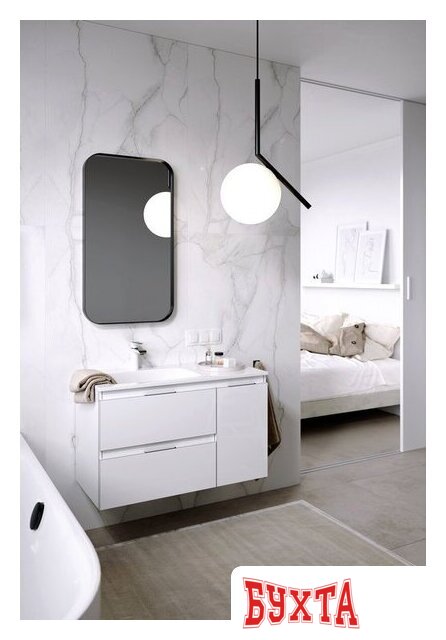 Мебель для ванных комнат Aqwella Тумба Accent 90 ACC0109LW с умывальником Malaga 900L Mal.09.04.D 2