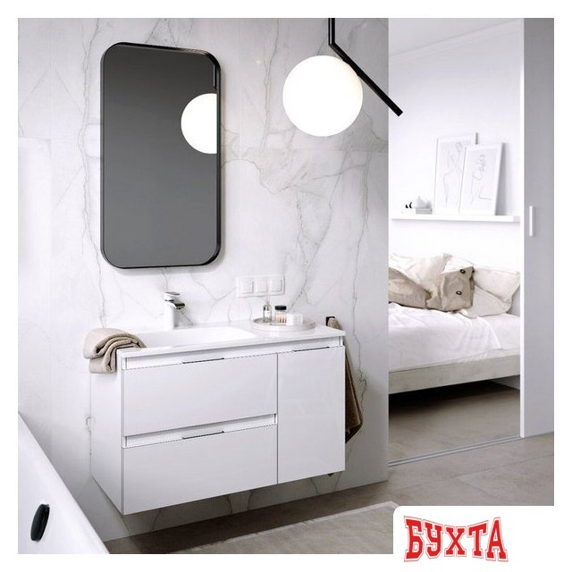 Мебель для ванных комнат Aqwella Тумба Accent 90 ACC0109LW с умывальником Malaga 900L Mal.09.04.D 3