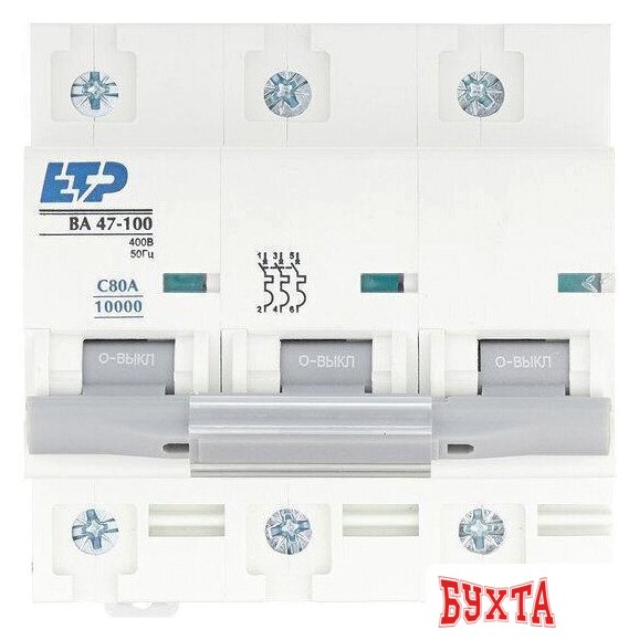 Выключатель автоматический ETP ВА 47-100 3P 80А (C) 10kA 11559