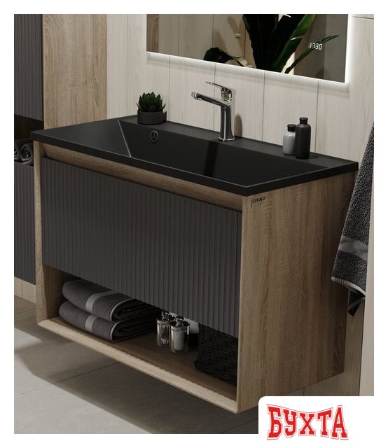 Мебель для ванных комнат Jorno Тумба под умывальник Tossony 90 Toss.01.90/P/DS-A/JR (дуб самдал/антрацит)