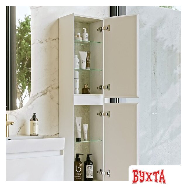 Мебель для ванных комнат Aqwella Шкаф-пенал для ванной Geometria GE0535WM (подвесной, белый) 3