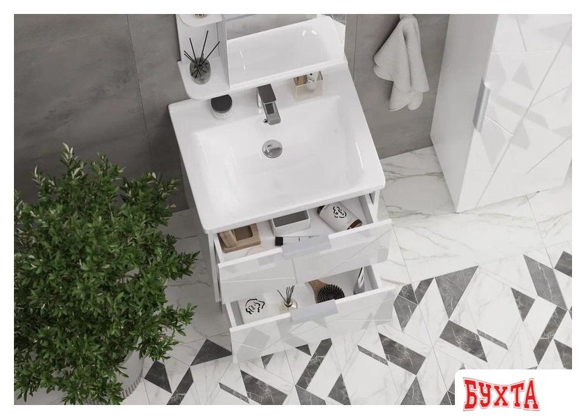 Мебель для ванных комнат Volna Тумба под умывальник Twing 60.2Y Миранда Артвин (белый) 5