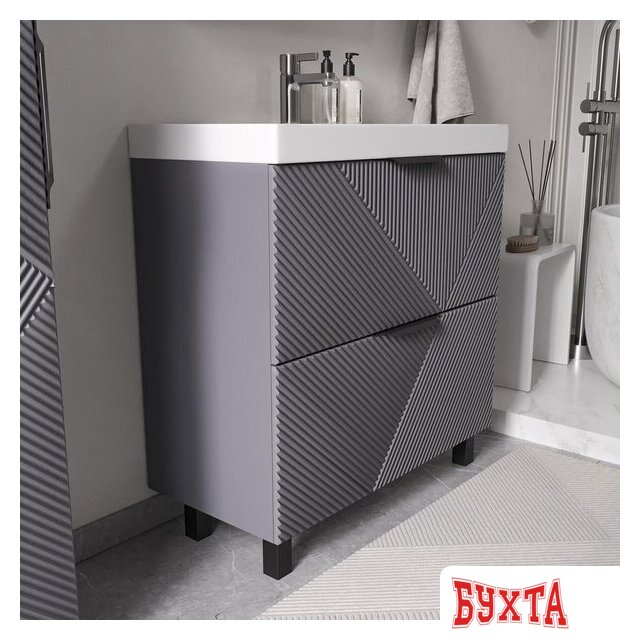 Мебель для ванных комнат Volna Тумба под умывальник Geometry 80.2Y 9696 (графит) 4