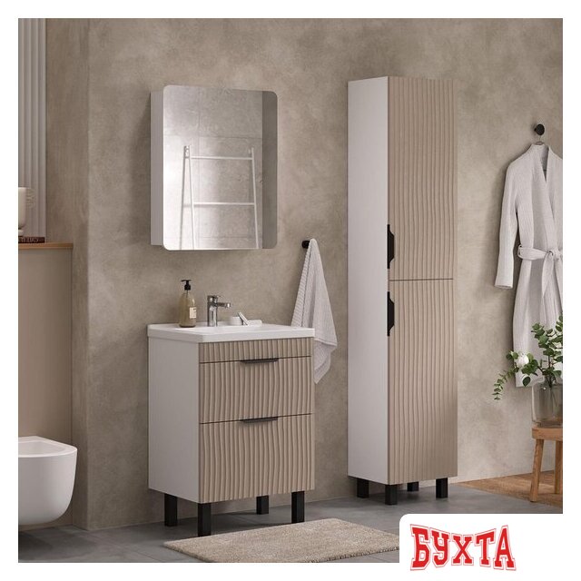 Мебель для ванных комнат Volna Шкаф-пенал для ванной Lotty 40 (латте) 4