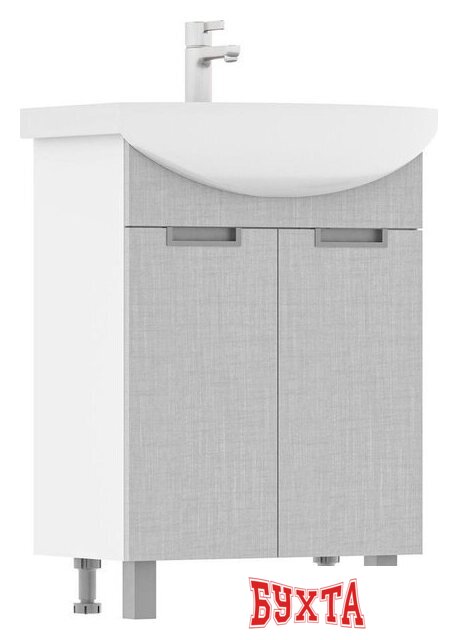 Мебель для ванных комнат Volna Тумба с умывальником Vario Sf 50.2D Рива + Рива 50 (лен, напольная) 5