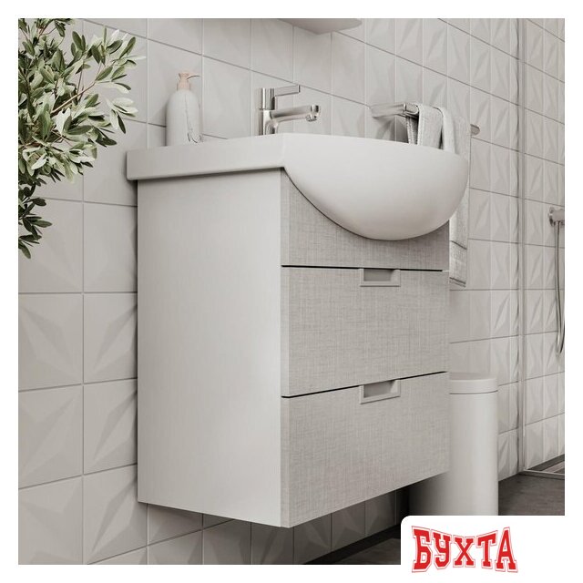 Мебель для ванных комнат Volna Тумба с умывальником Vario Sf 70.2Y Балтика + Балтика 70 (лен, подвесная) 5