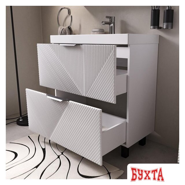 Мебель для ванных комнат Volna Тумба под умывальник Geometry 80.2Y 9696 (белый) 5