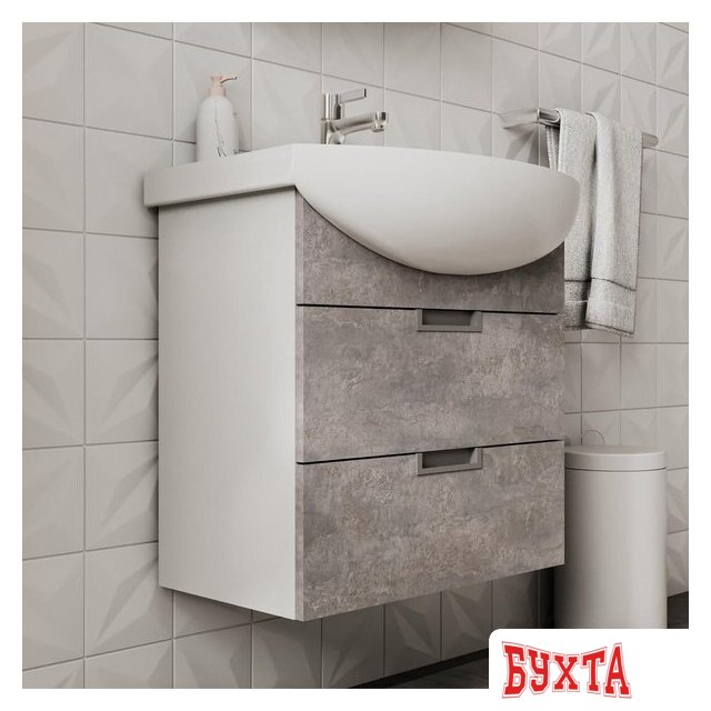 Мебель для ванных комнат Volna Тумба с умывальником Vario Z 70.2Y Балтика + Балтика 70 (бетон, подвесная) 5