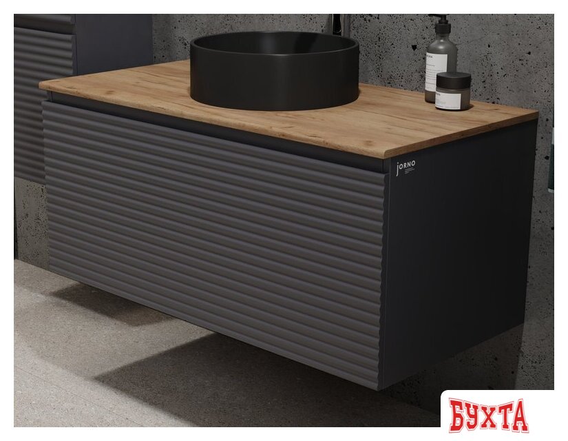 Мебель для ванных комнат Jorno Тумба под умывальник Cossety 100 Coss.01.100/P/A-DZ/JR (антрацит/дуб крафт золотой) 1