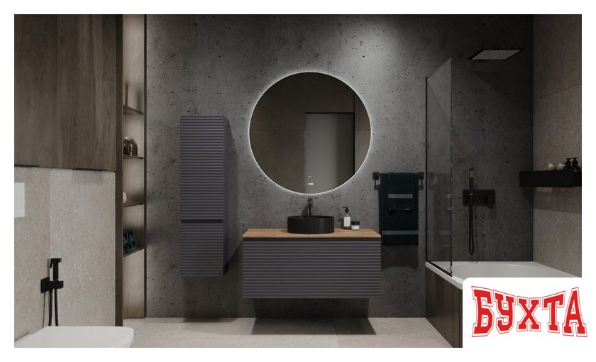 Мебель для ванных комнат Jorno Тумба под умывальник Cossety 100 Coss.01.100/P/A-DZ/JR (антрацит/дуб крафт золотой) 2