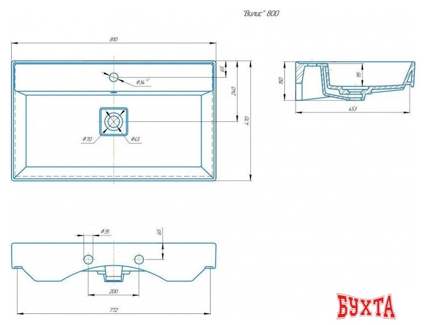 Умывальник Kirovit Вилис 800 4610119205126 5