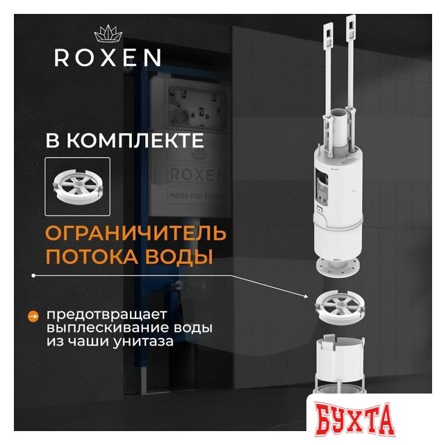 Унитаз подвесной Roxen Simple Compact в комплекте с инсталляцией StounFix Dual Fresh 6 в 1 868597 (кнопка: оружейная сталь матовая) 5