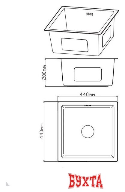 Кухонная мойка Diadonna DS4444B 2