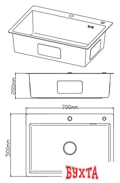 Кухонная мойка Diadonna S7050B-1 3