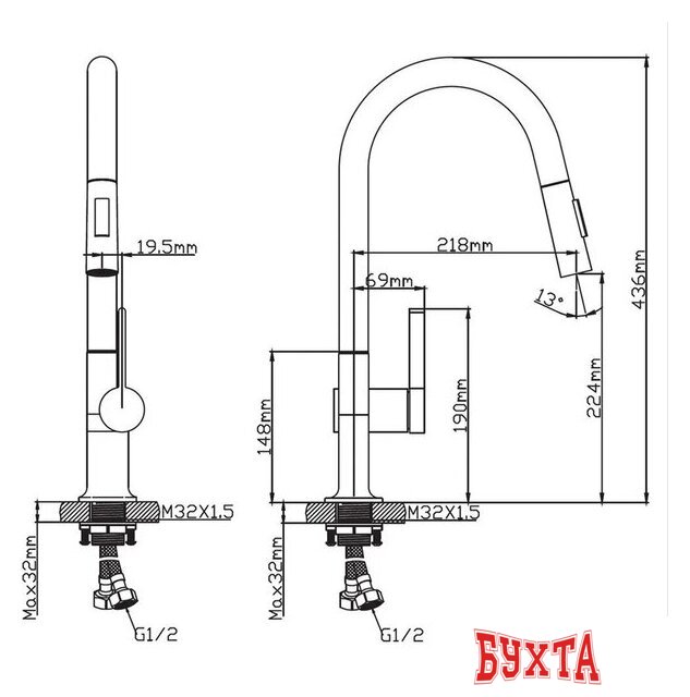 Смеситель Diadonna Д60-0005QH 4