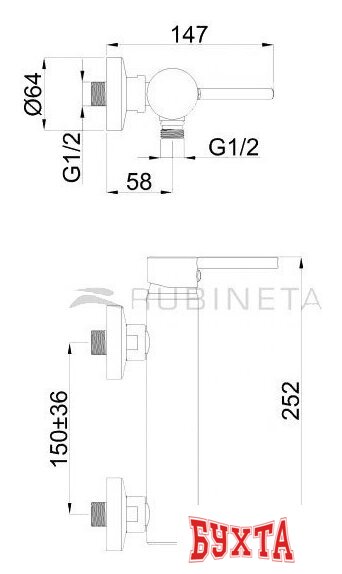 Смеситель Rubineta Ultra-12/K 2