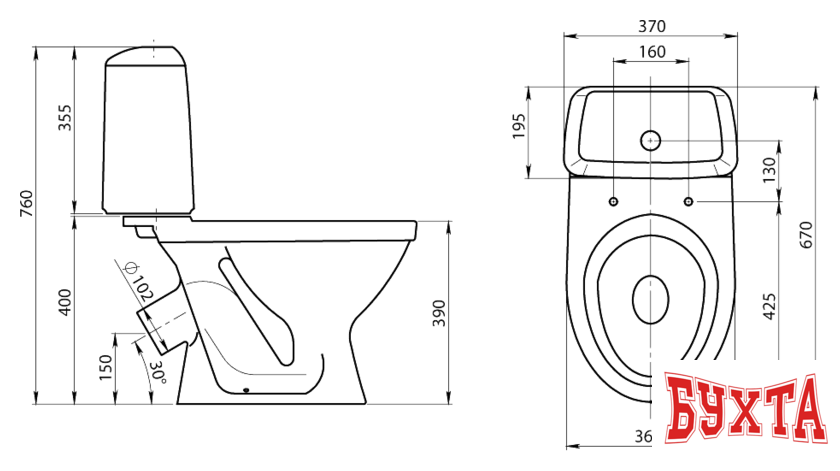 Унитаз напольный Santeri Соната Стандарт (1.P201.2.S00.00B.F) 2