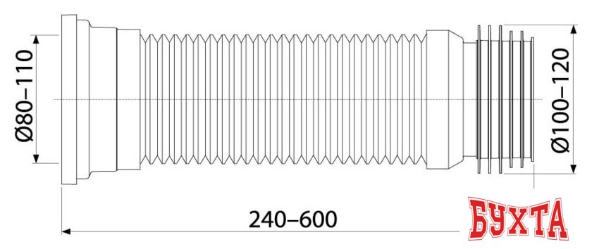 Фитинг Alcaplast Гибкая подводка для выпуска унитаза A97 3