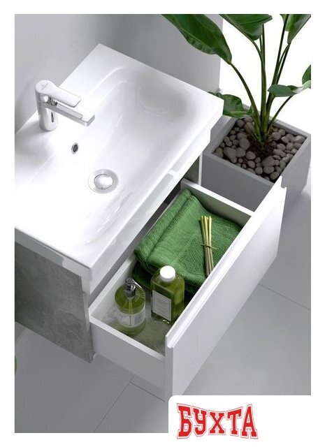 Мебель для ванных комнат Aqwella Тумба Smart 80 SRT0108BS с умывальником Moduo Slim UM-MOD80SL/1 4