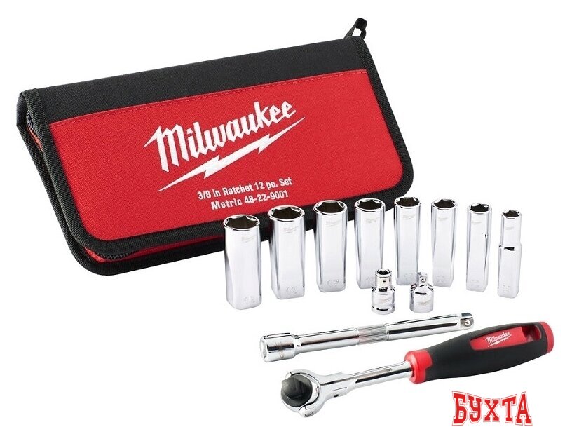 Набор трещотка с головками Milwaukee 48229001 (12 предметов) 2