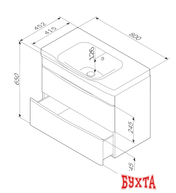 Мебель для ванных комнат AM.PM Тумба под умывальник Like [M80FHX0802WG] 2