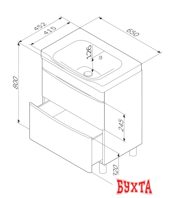 Мебель для ванных комнат AM.PM Тумба под умывальник Like [M80FSX0652WG] 2