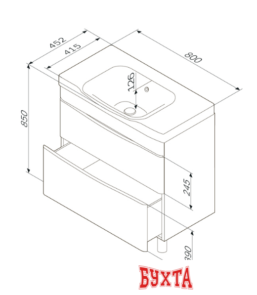 Мебель для ванных комнат AM.PM Тумба под умывальник Like [M80FSX0802WG] 2