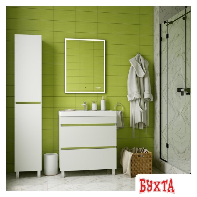 Мебель для ванных комнат Briz Зеркало Элен классик 70*80 с подсветкой и часами 3