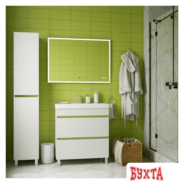 Мебель для ванных комнат Briz Зеркало Элен классик 100*70 с подсветкой и часами 3