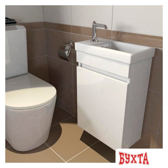 Мебель для ванных комнат Emmy Тумба под умывальник Милли 40 (правый, без ручки, белый) 2